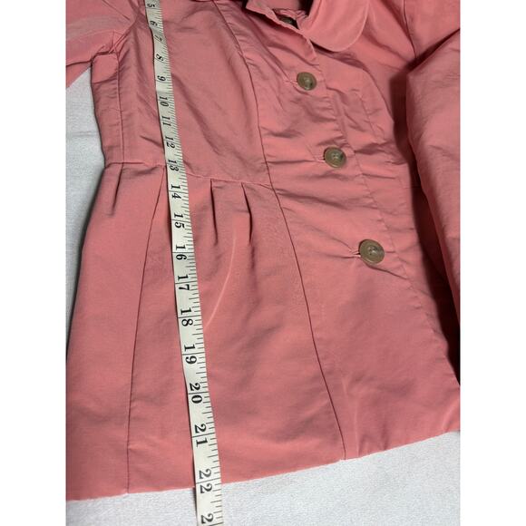 J. Crew Faille Waterproof Peplum Style Women's Rain Coat Pink Button Front Sz 6 - Picture 9 of 9